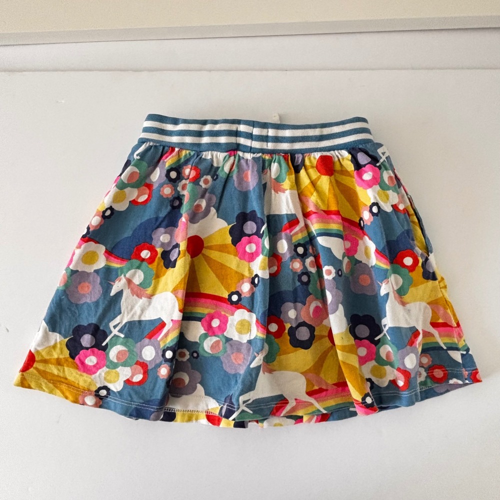 Mini Boden Girls Unicorn Rainbow Skort Blue Size 7 8Y Cotton Jersey